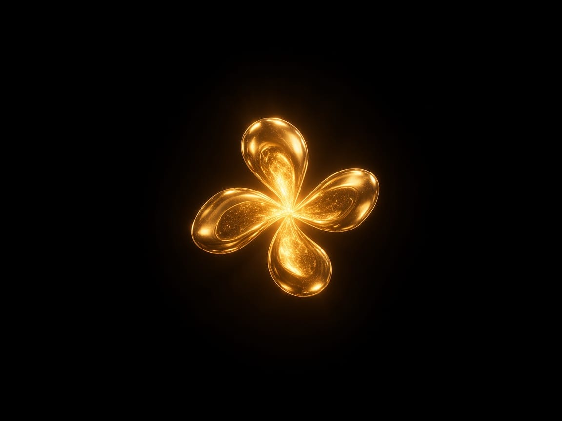 A single point of molten gold suspended in black.